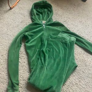 Green Juicy Couture sweat suit in a small